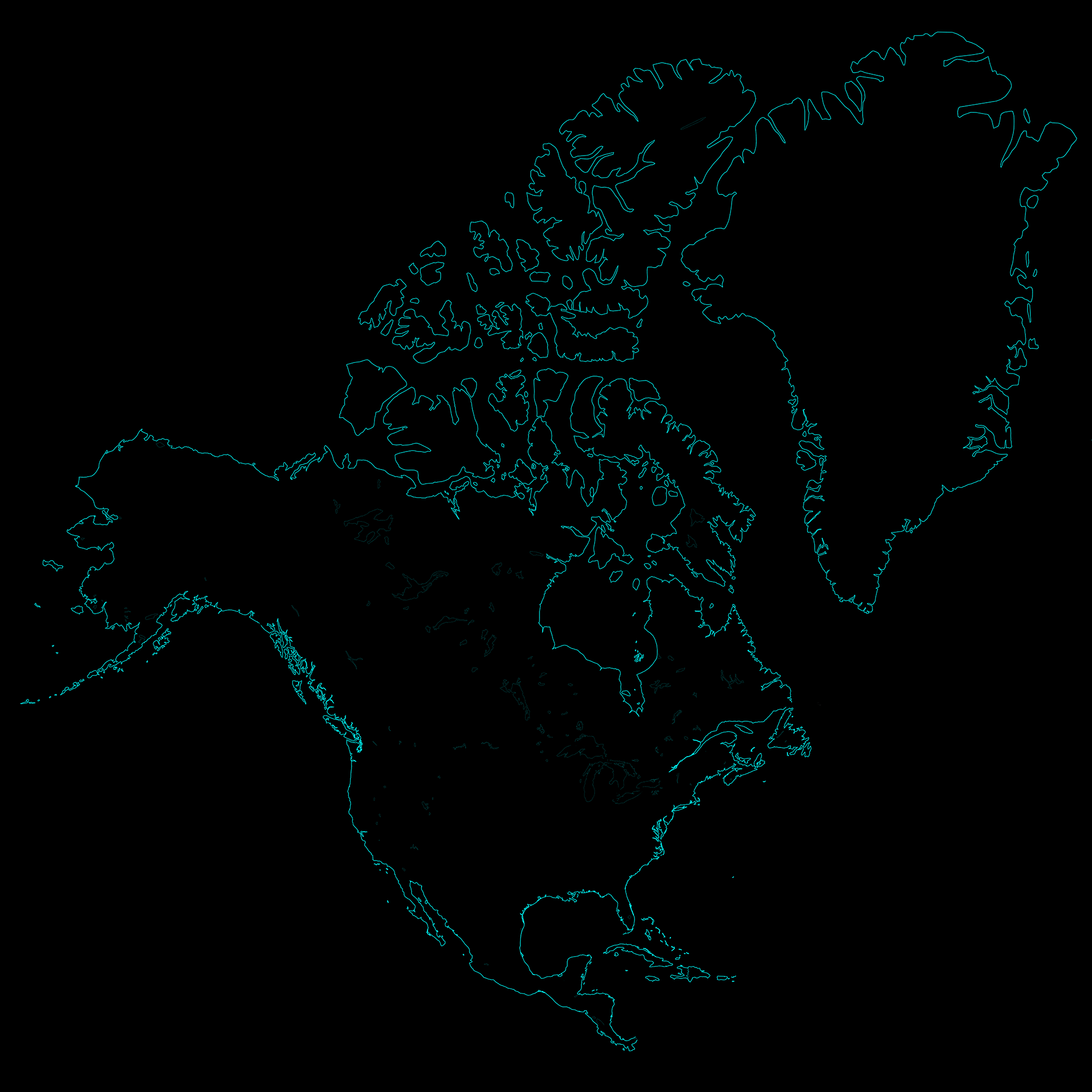 Physical Relief Map of North America and Greenland