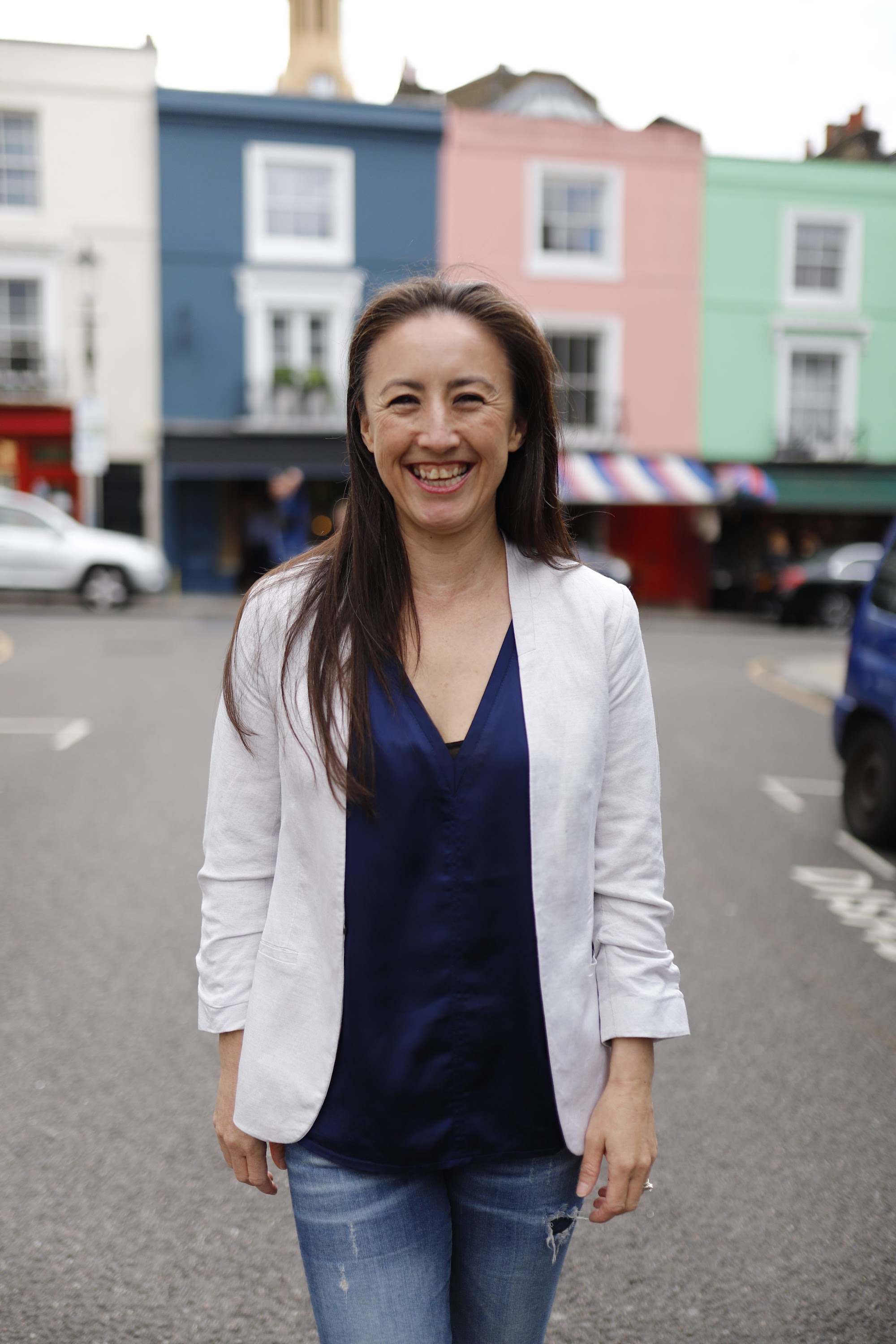 Woman in White Blazer — Outdoor Portrait