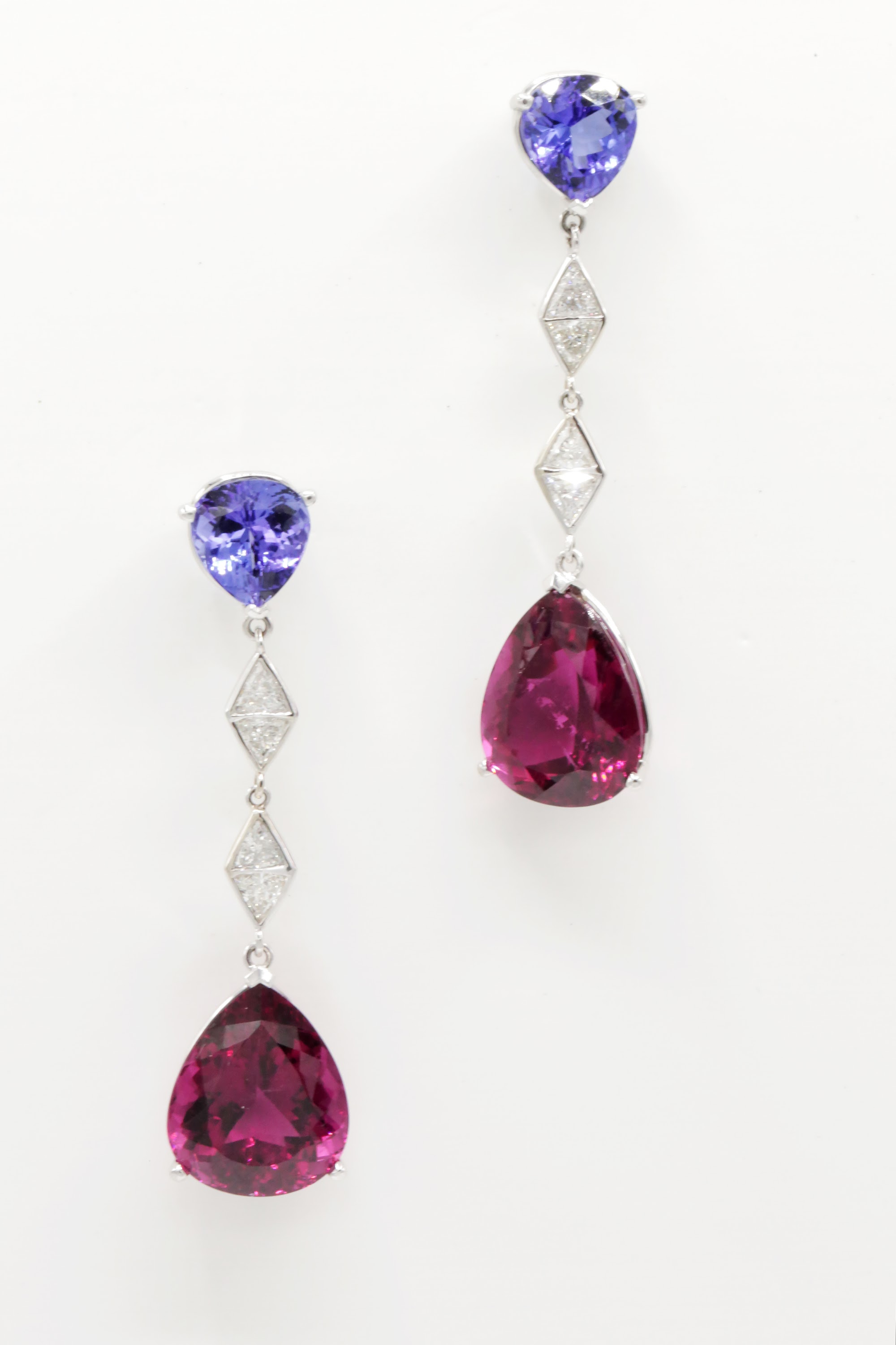 Tahitian Pearl and Pavé Diamond Drop Earrings on White Background
