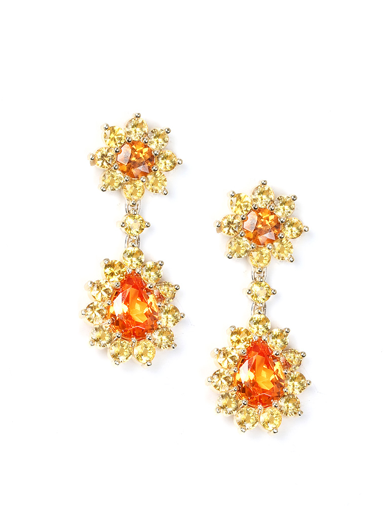 Tahitian Pearl and Pavé Diamond Drop Earrings on White Background
