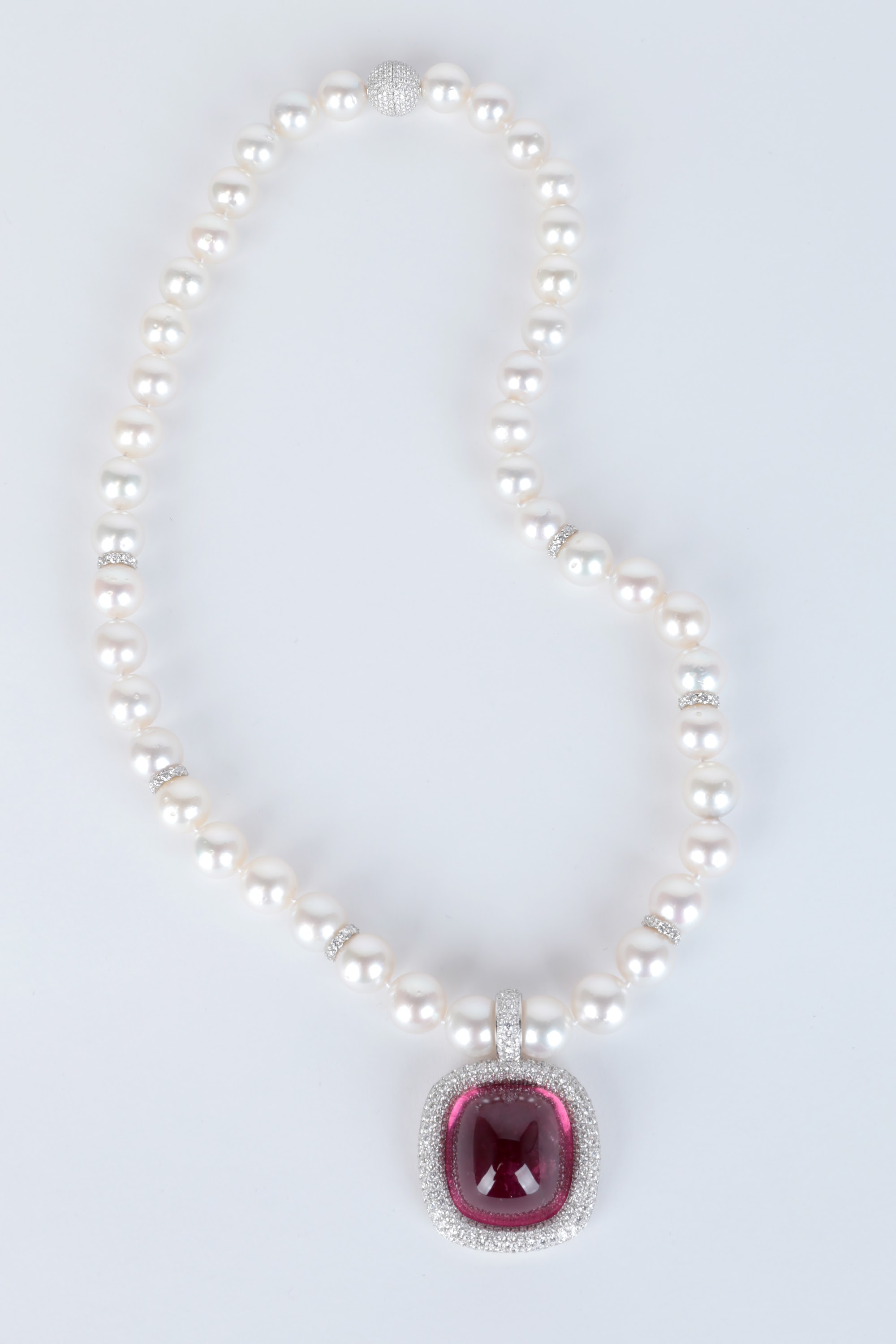 Tahitian Pearl and Pavé Diamond Drop Earrings on White Background
