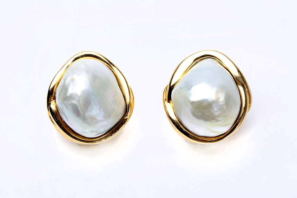 Tahitian Pearl and Pavé Diamond Drop Earrings on White Background