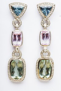 Tahitian Pearl and Pavé Diamond Drop Earrings on White Background