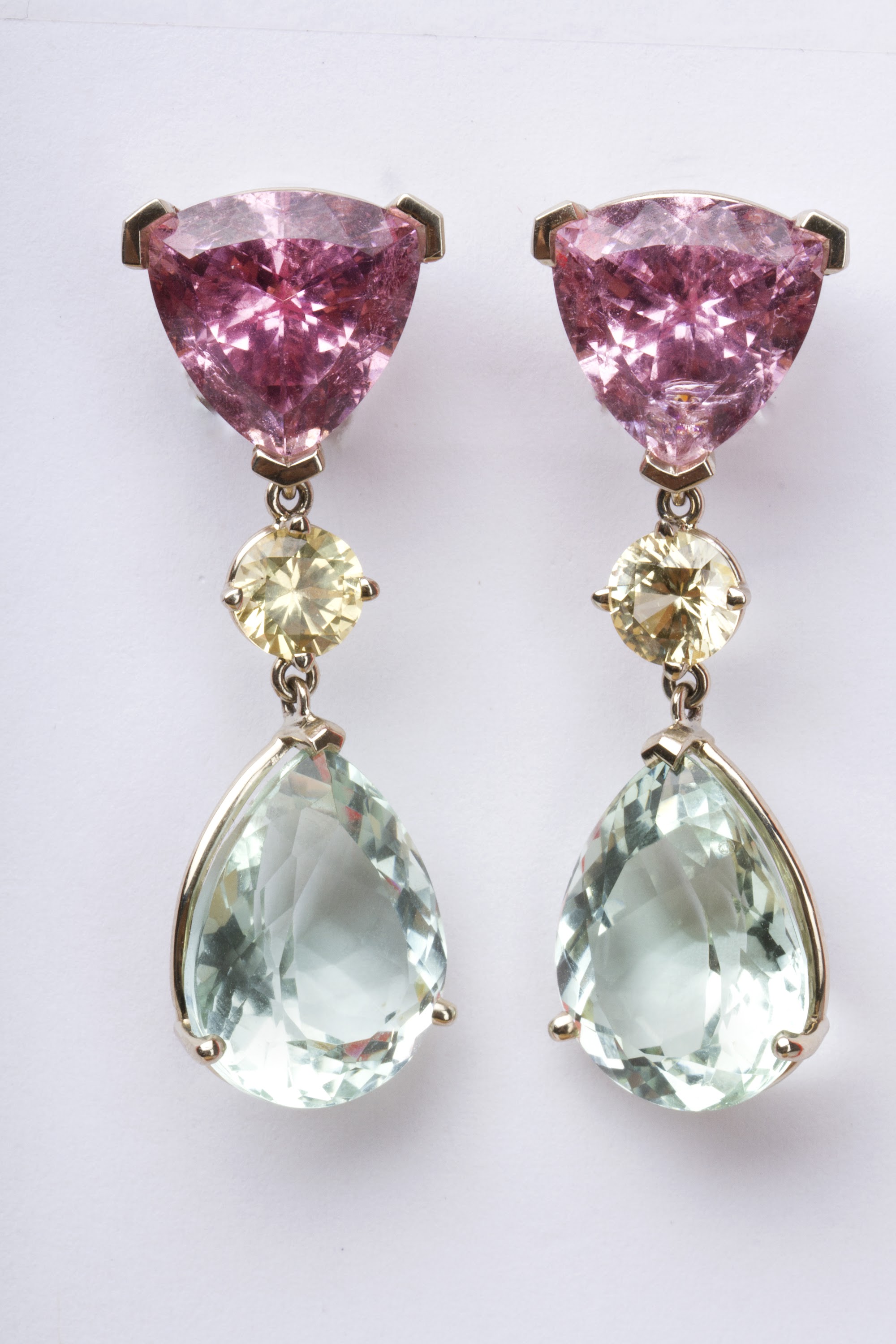 Tahitian Pearl and Pavé Diamond Drop Earrings on White Background