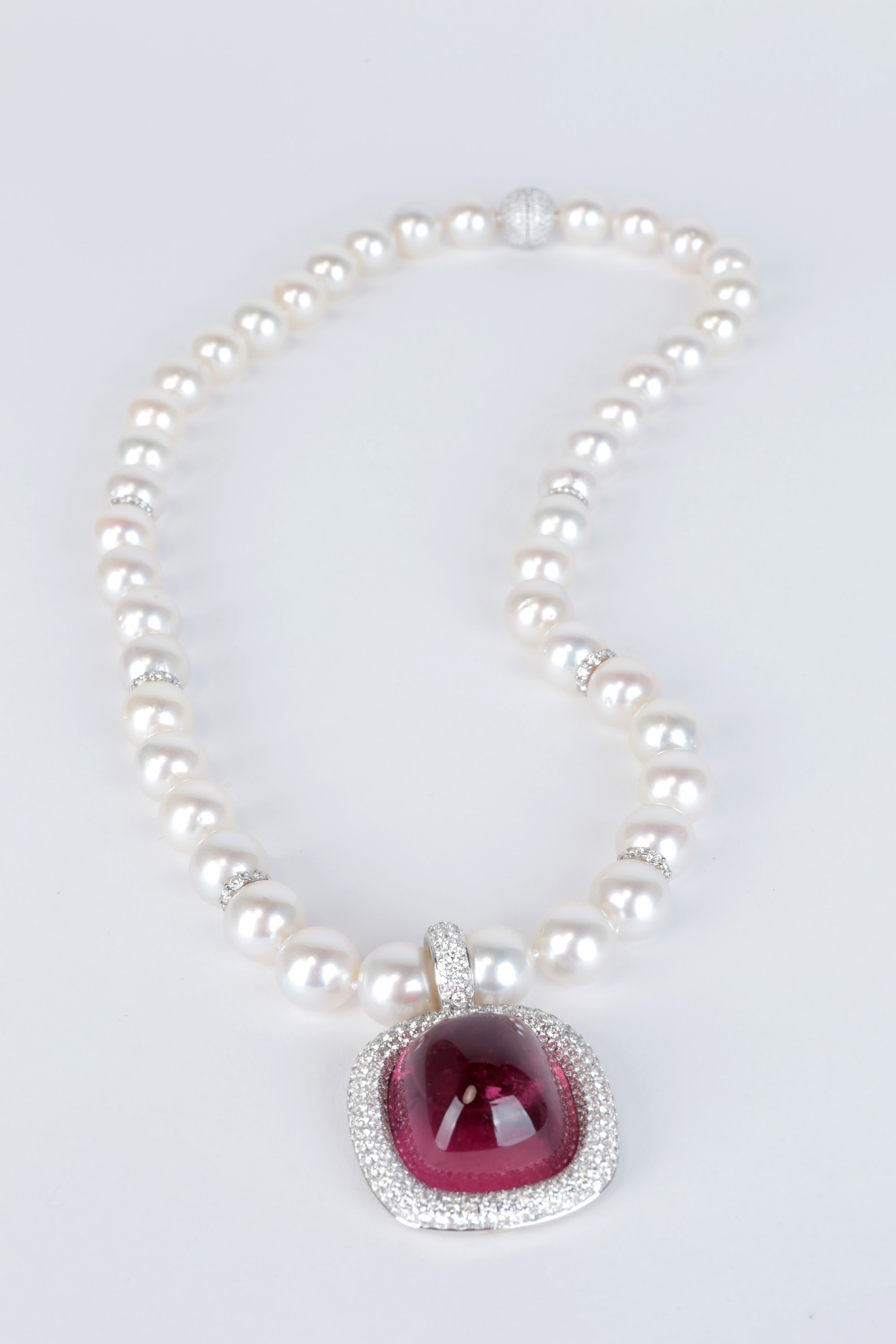 Tahitian Pearl and Pavé Diamond Drop Earrings on White Background
