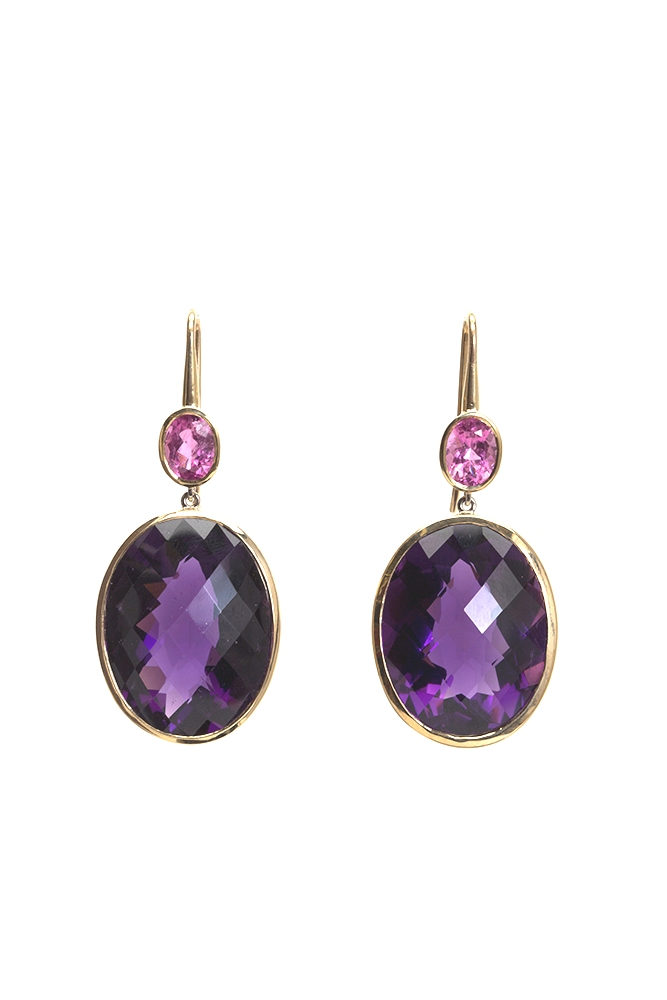 Tahitian Pearl and Pavé Diamond Drop Earrings on White Background