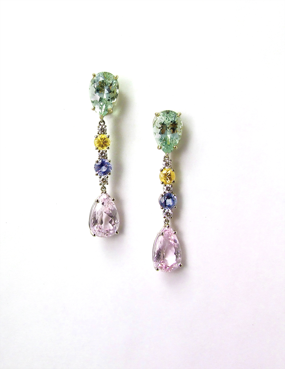 Tahitian Pearl and Pavé Diamond Drop Earrings on White Background