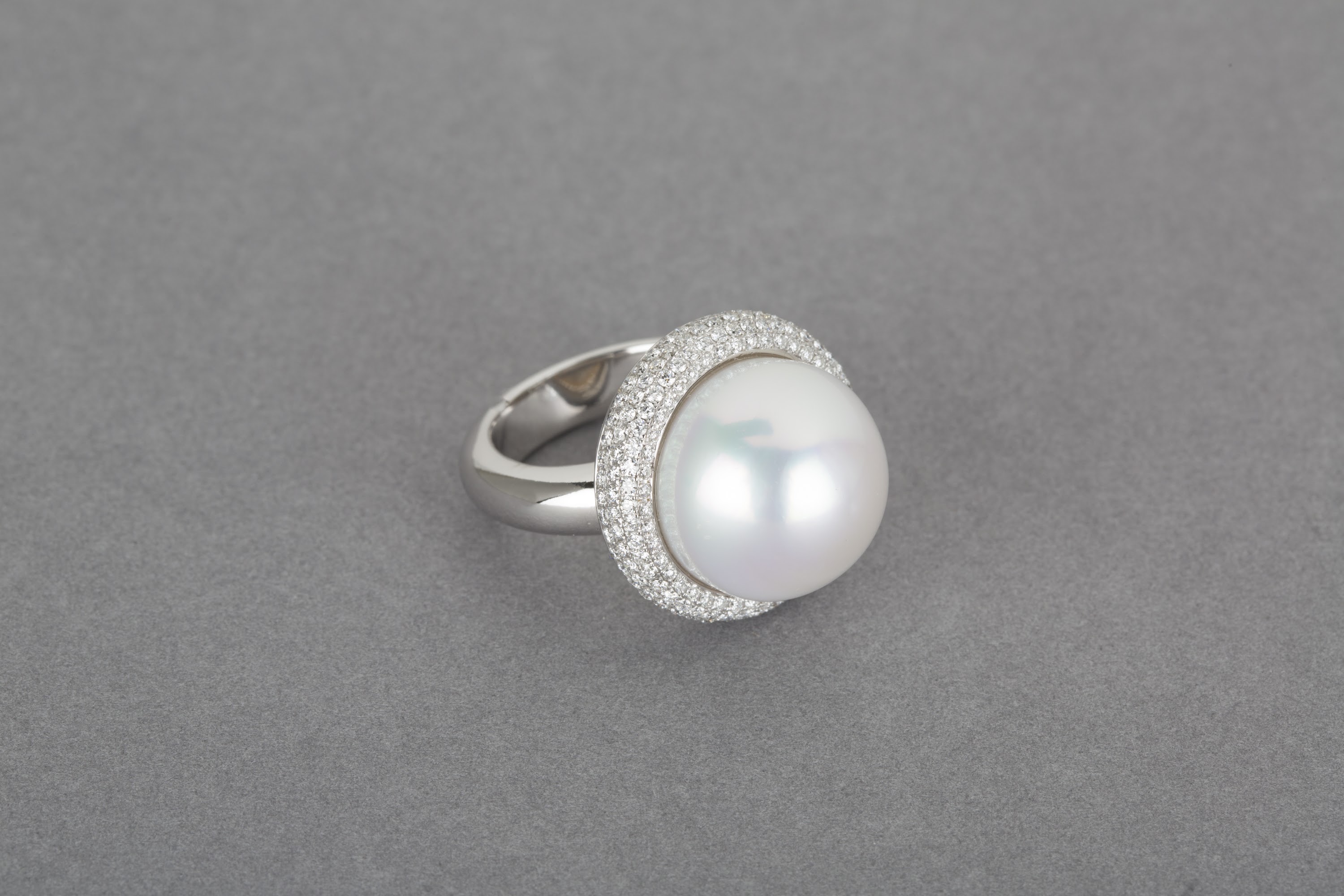 Tahitian Pearl and Pavé Diamond Drop Earrings on White Background