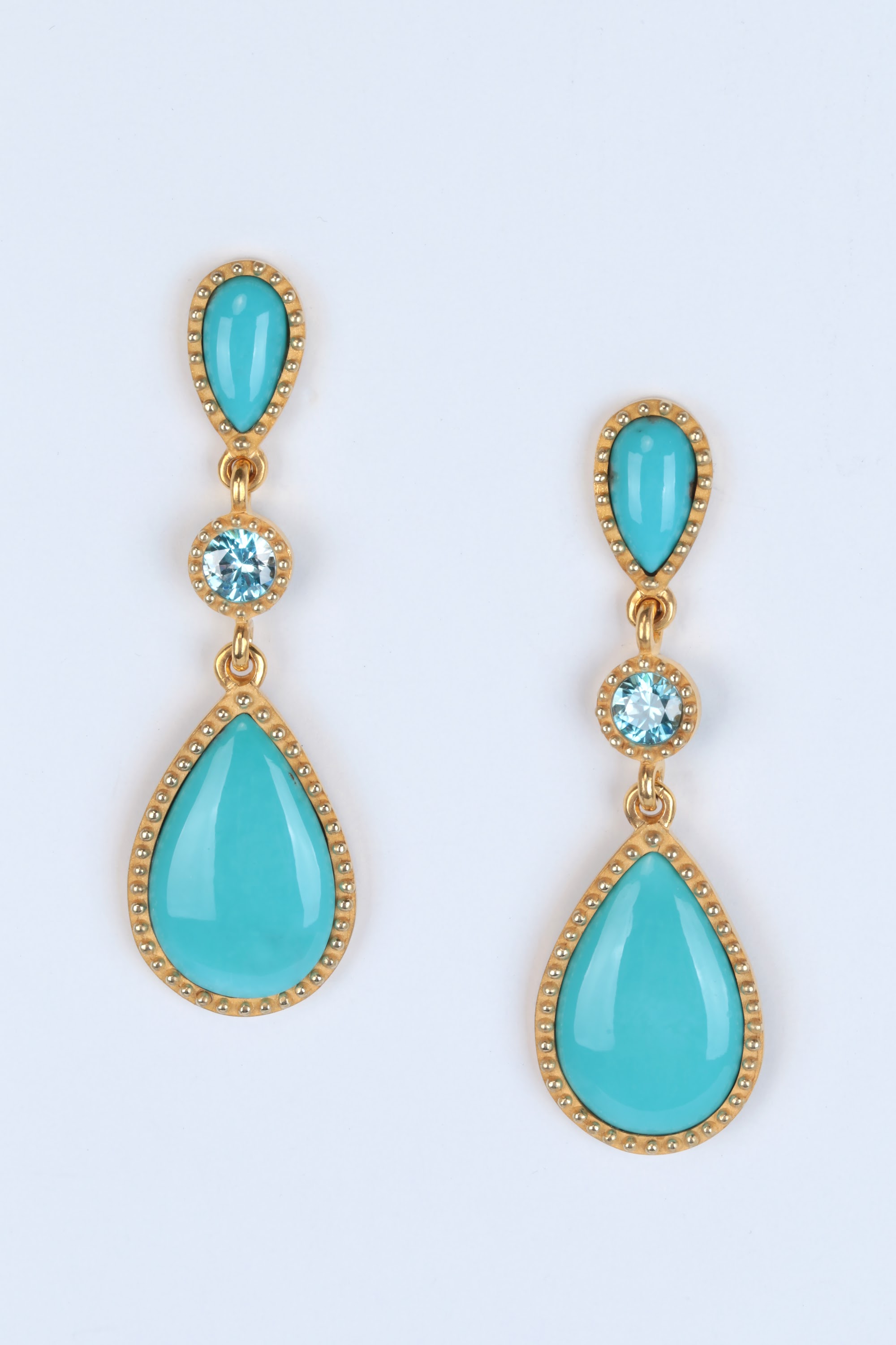 Tahitian Pearl and Pavé Diamond Drop Earrings on White Background