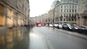 Motion-Blurred Urban Pedestrian Street Scene