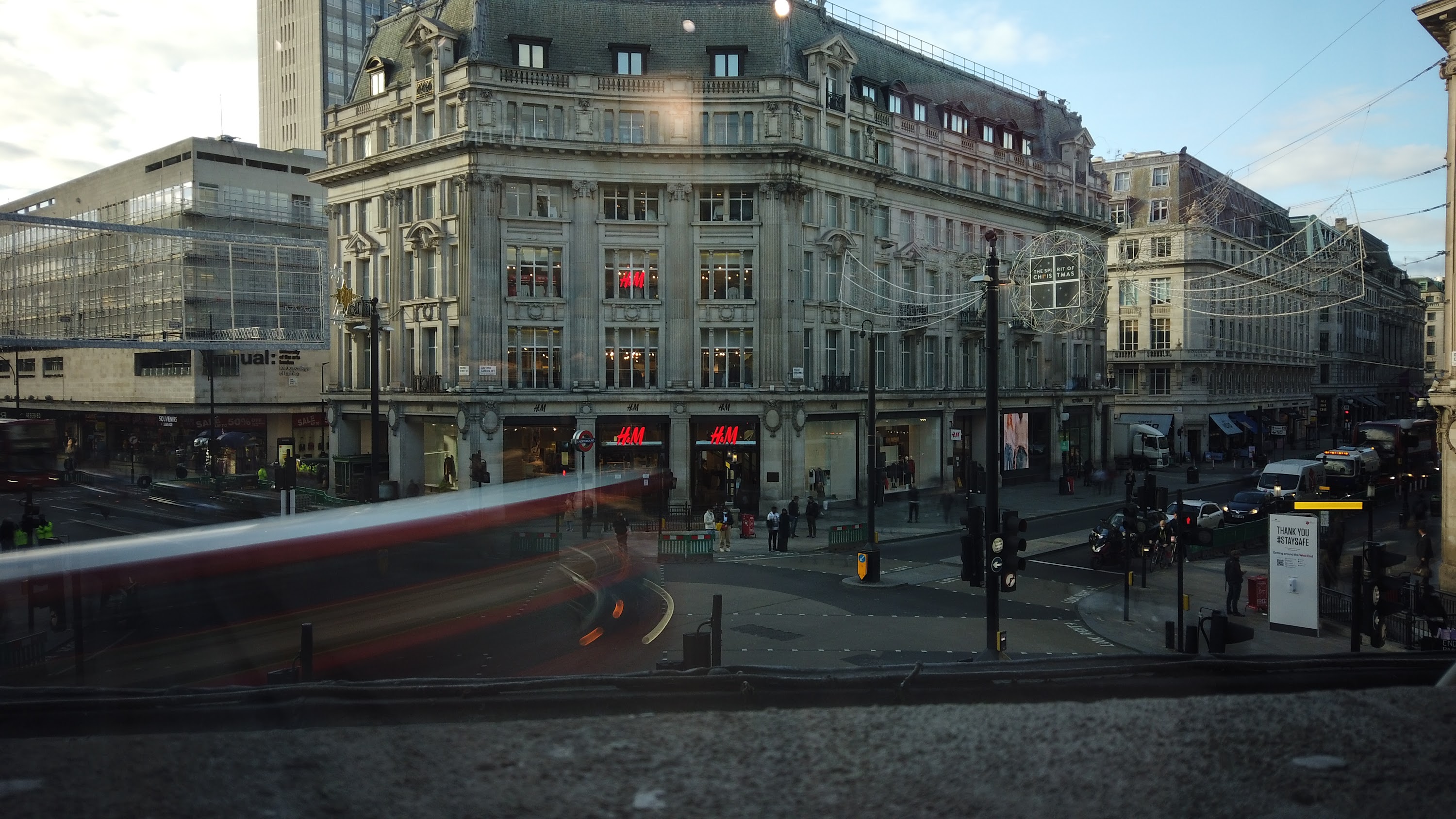 Oxford Circus, London — H&M Corner Building at Dusk