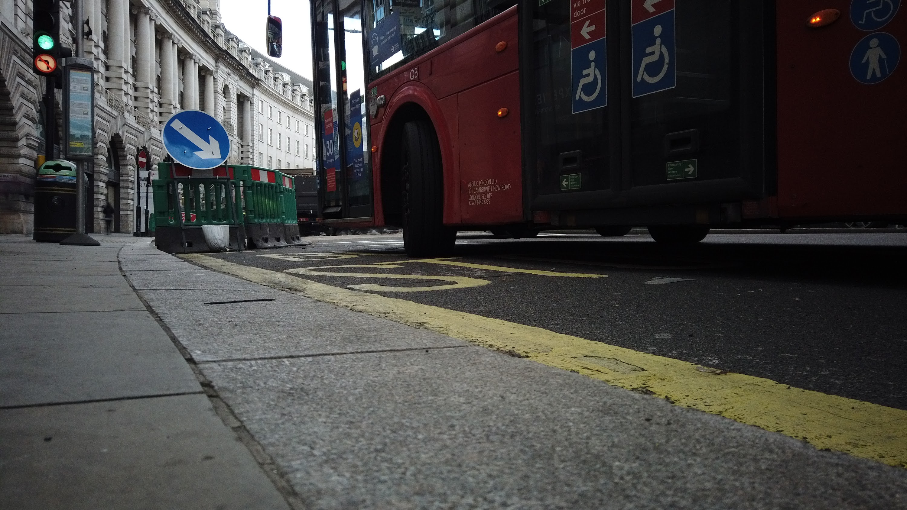 Red Double-Decker Bus Motion Blur on Regent Street, London