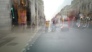 Motion-Blurred Urban Pedestrian Street Scene