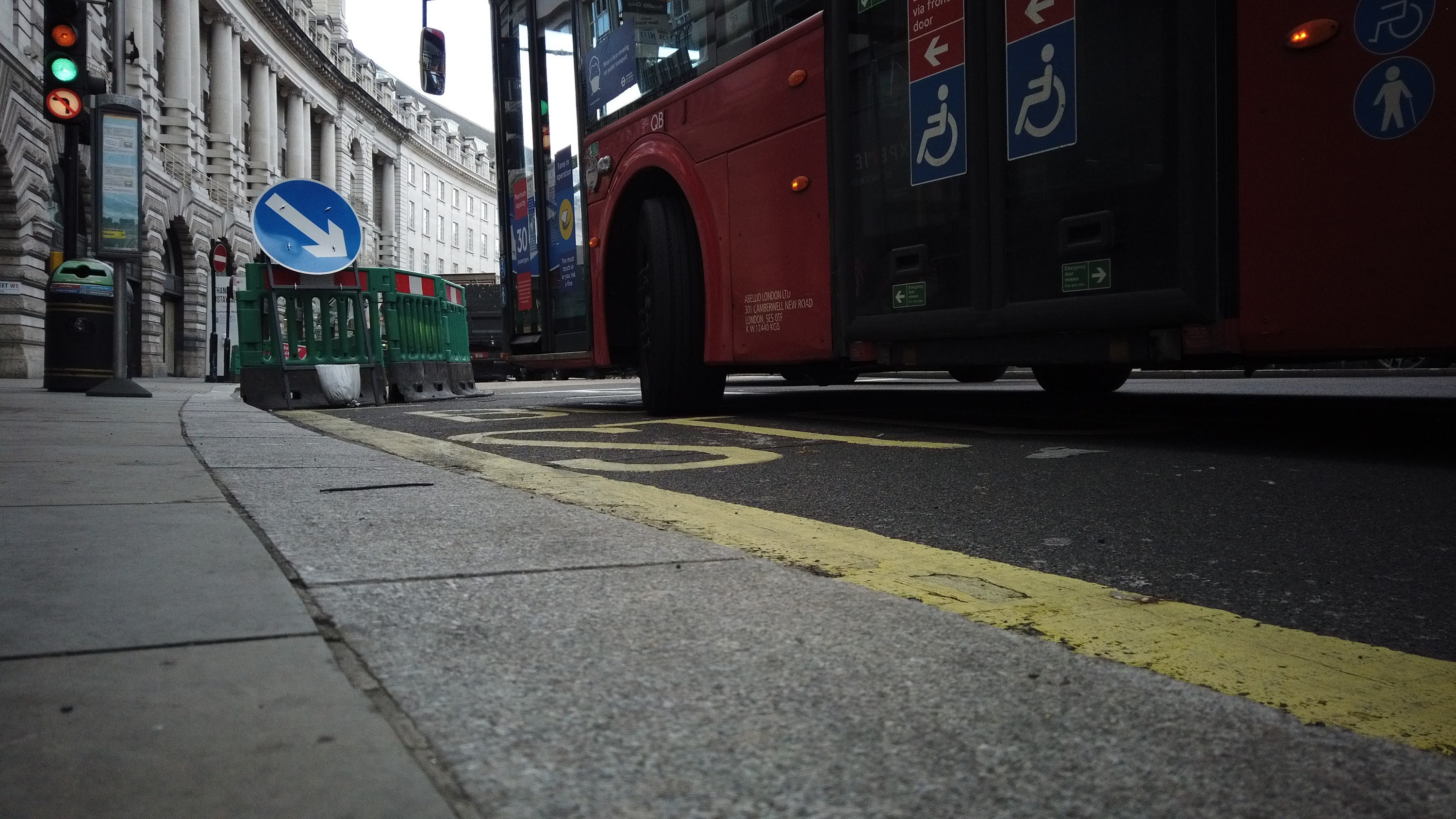 Red Double-Decker Bus Motion Blur on Regent Street, London