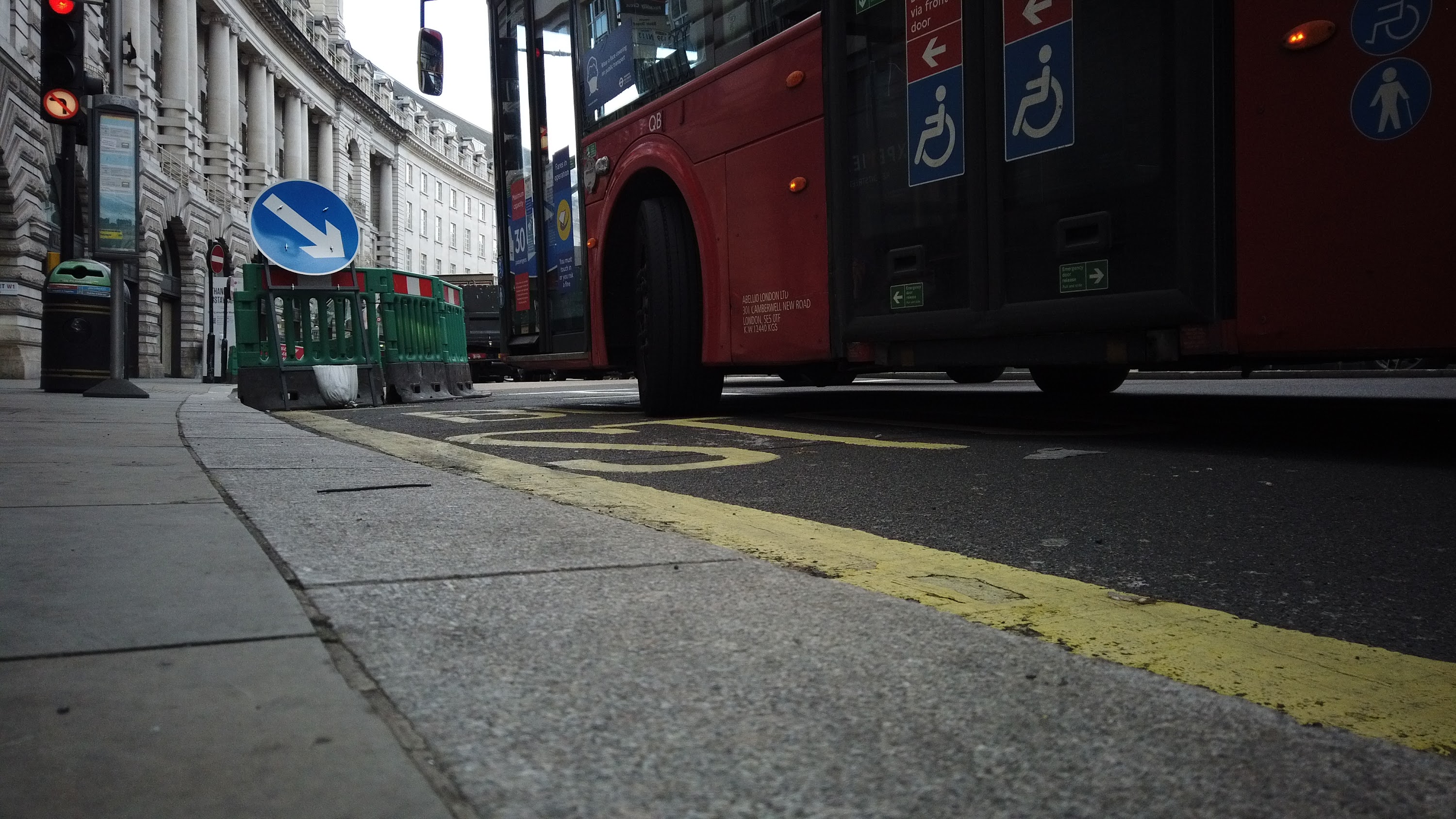 Red Double-Decker Bus Motion Blur on Regent Street, London