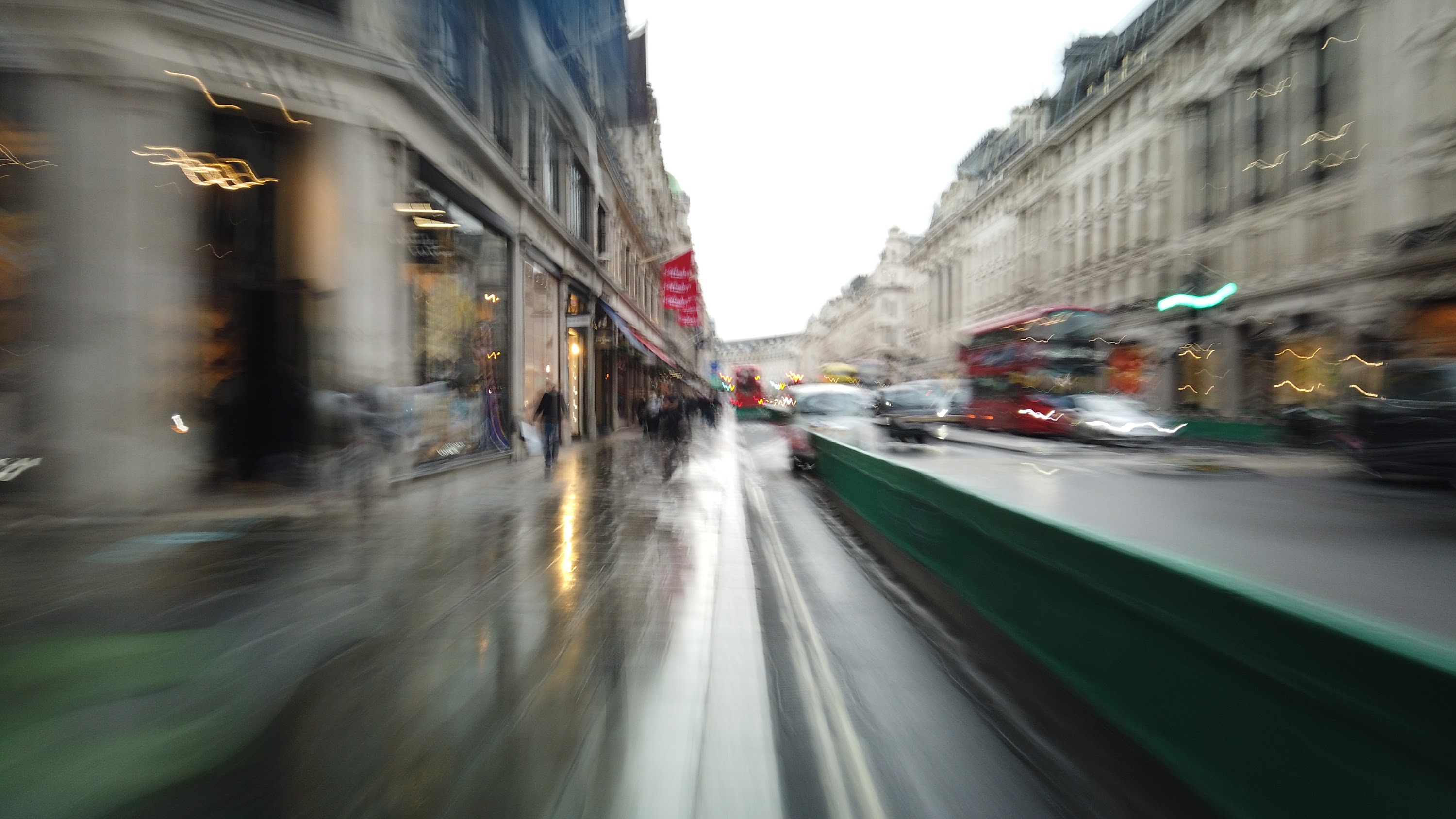 Motion-Blurred Urban Pedestrian Street Scene