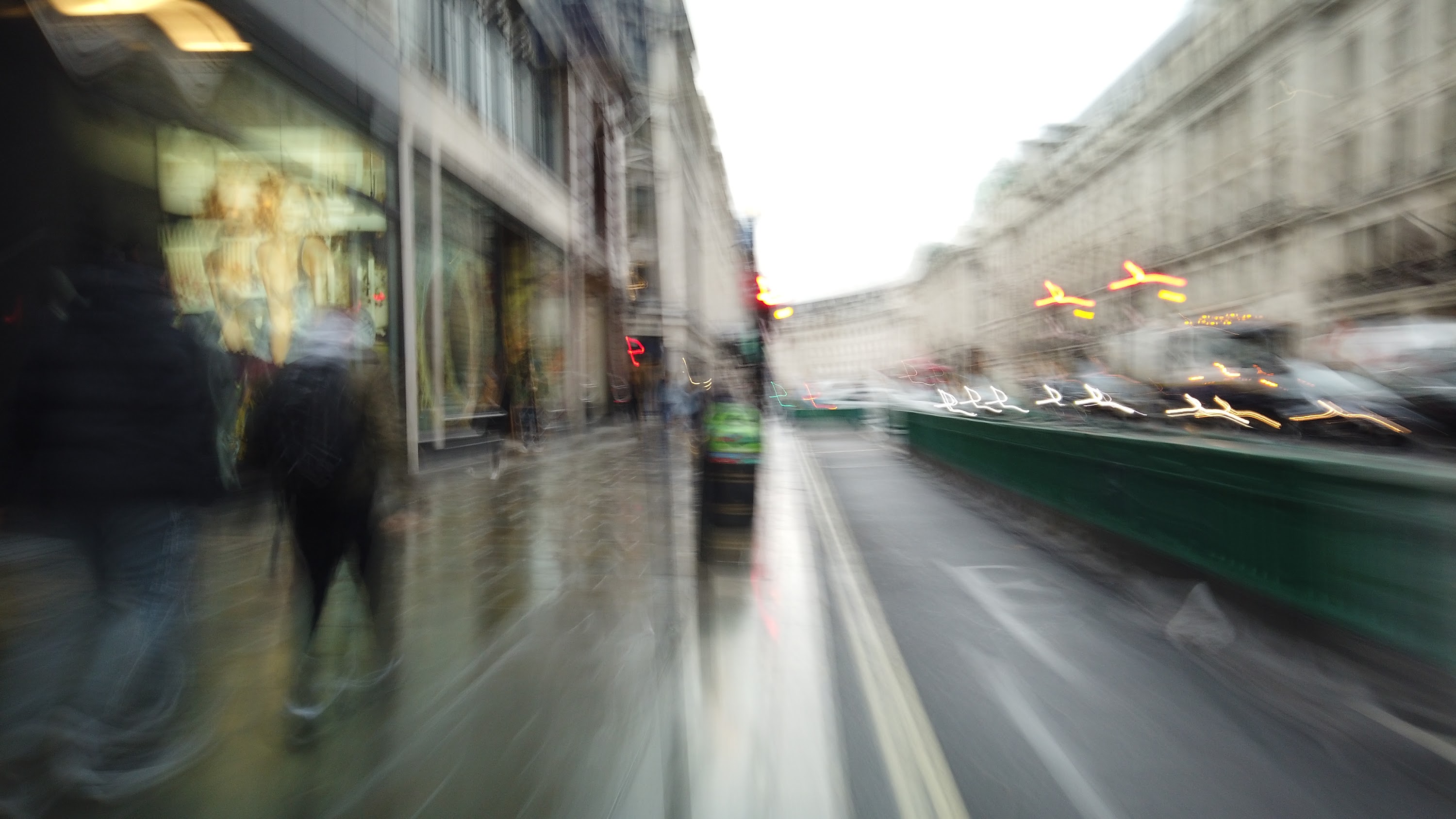 Motion-Blurred Urban Pedestrian Street Scene