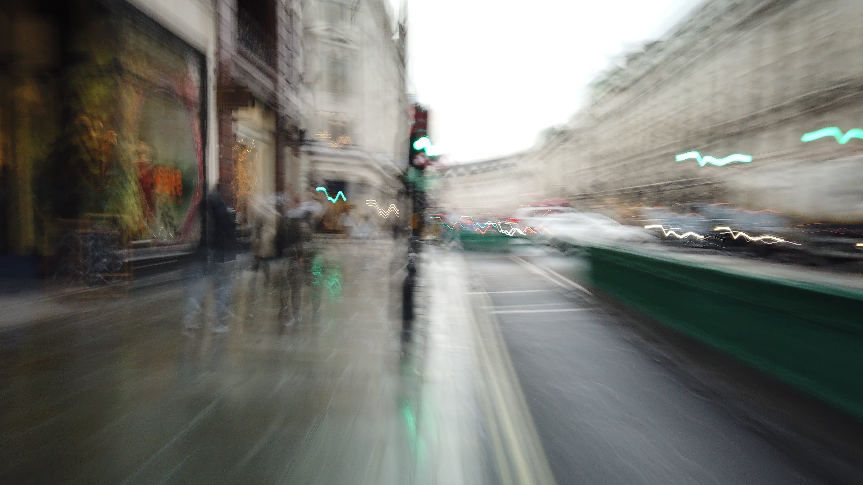 Motion-Blurred Urban Pedestrian Street Scene