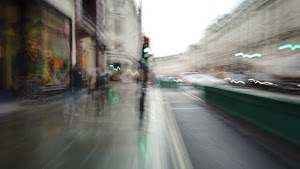 Motion-Blurred Urban Pedestrian Street Scene