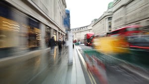 Motion-Blurred Urban Pedestrian Street Scene