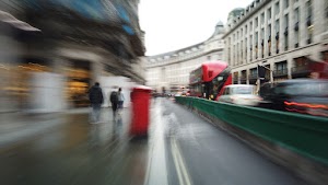 Motion-Blurred Urban Pedestrian Street Scene