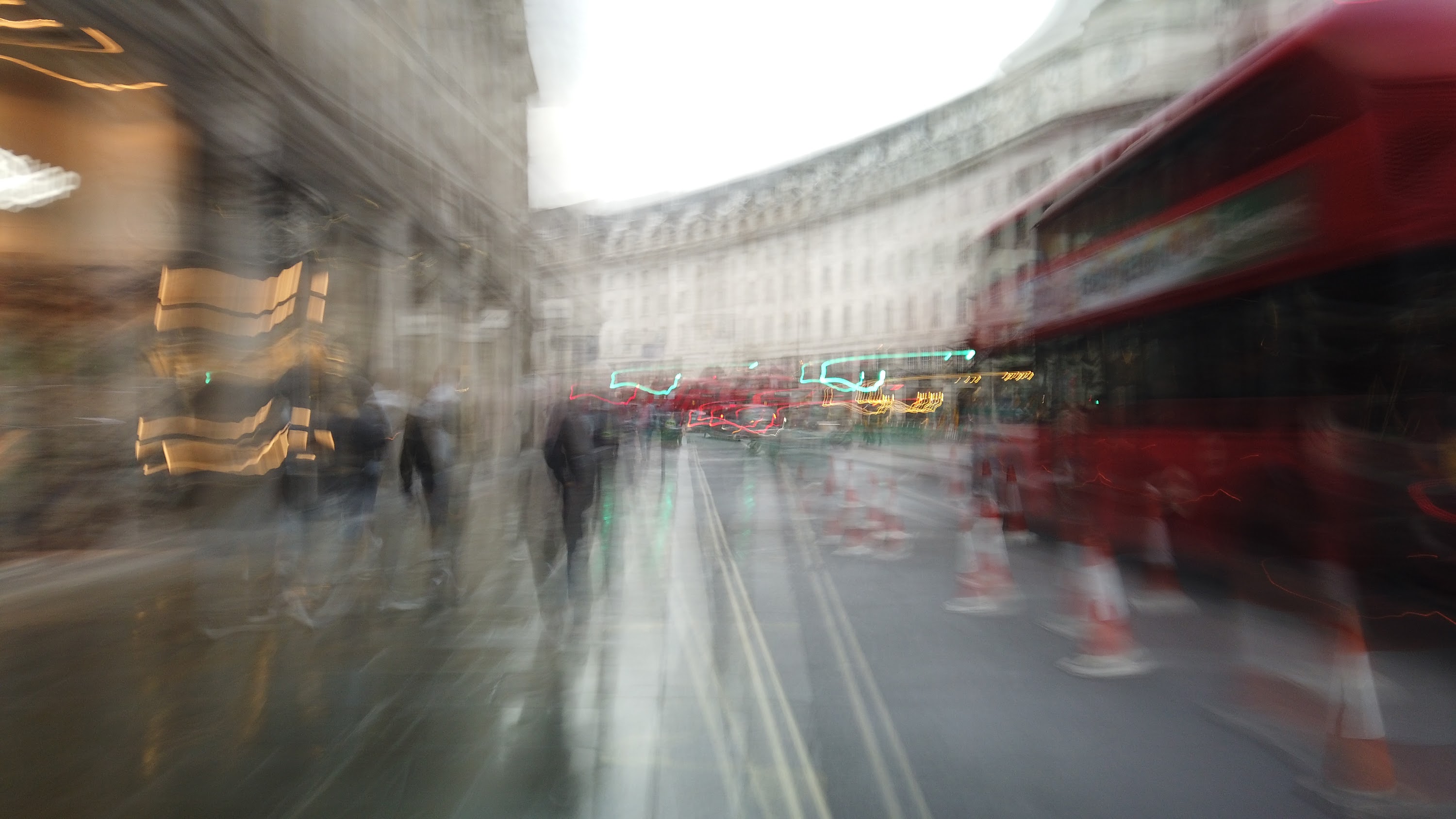 Motion-Blurred Urban Pedestrian Street Scene