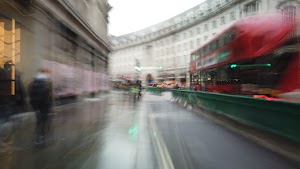 Motion-Blurred Urban Pedestrian Street Scene
