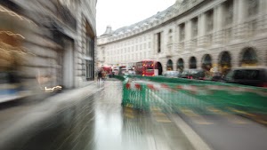 Motion-Blurred Urban Pedestrian Street Scene