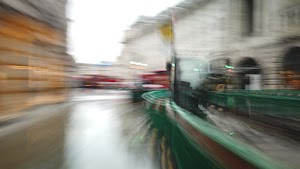 Motion-Blurred Urban Pedestrian Street Scene