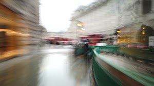 Motion-Blurred Urban Pedestrian Street Scene