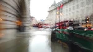 Motion-Blurred Urban Pedestrian Street Scene