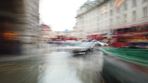 Motion-Blurred Urban Pedestrian Street Scene