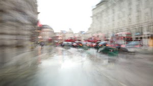 Motion-Blurred Urban Pedestrian Street Scene