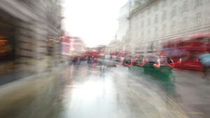 Motion-Blurred Urban Pedestrian Street Scene