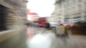 Motion-Blurred Urban Pedestrian Street Scene
