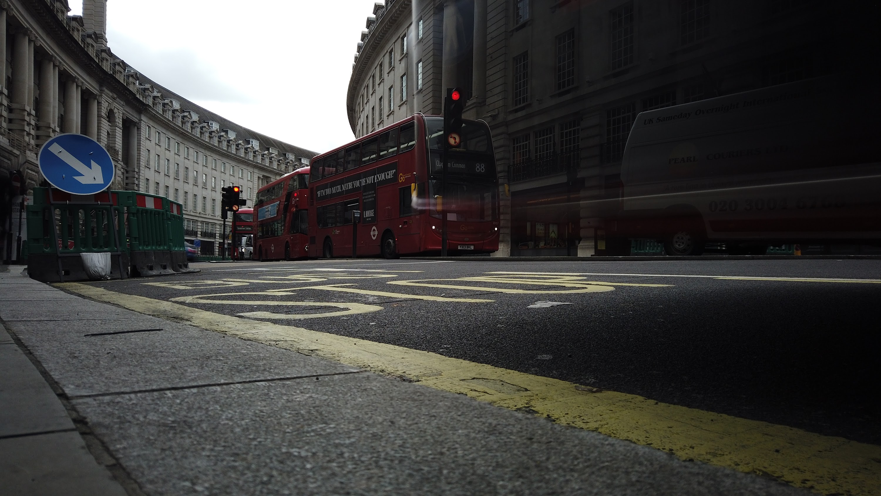 Red Double-Decker Bus Motion Blur on Regent Street, London
