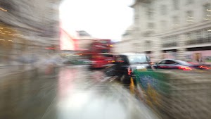 Motion-Blurred Urban Pedestrian Street Scene
