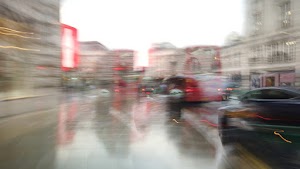 Motion-Blurred Urban Pedestrian Street Scene