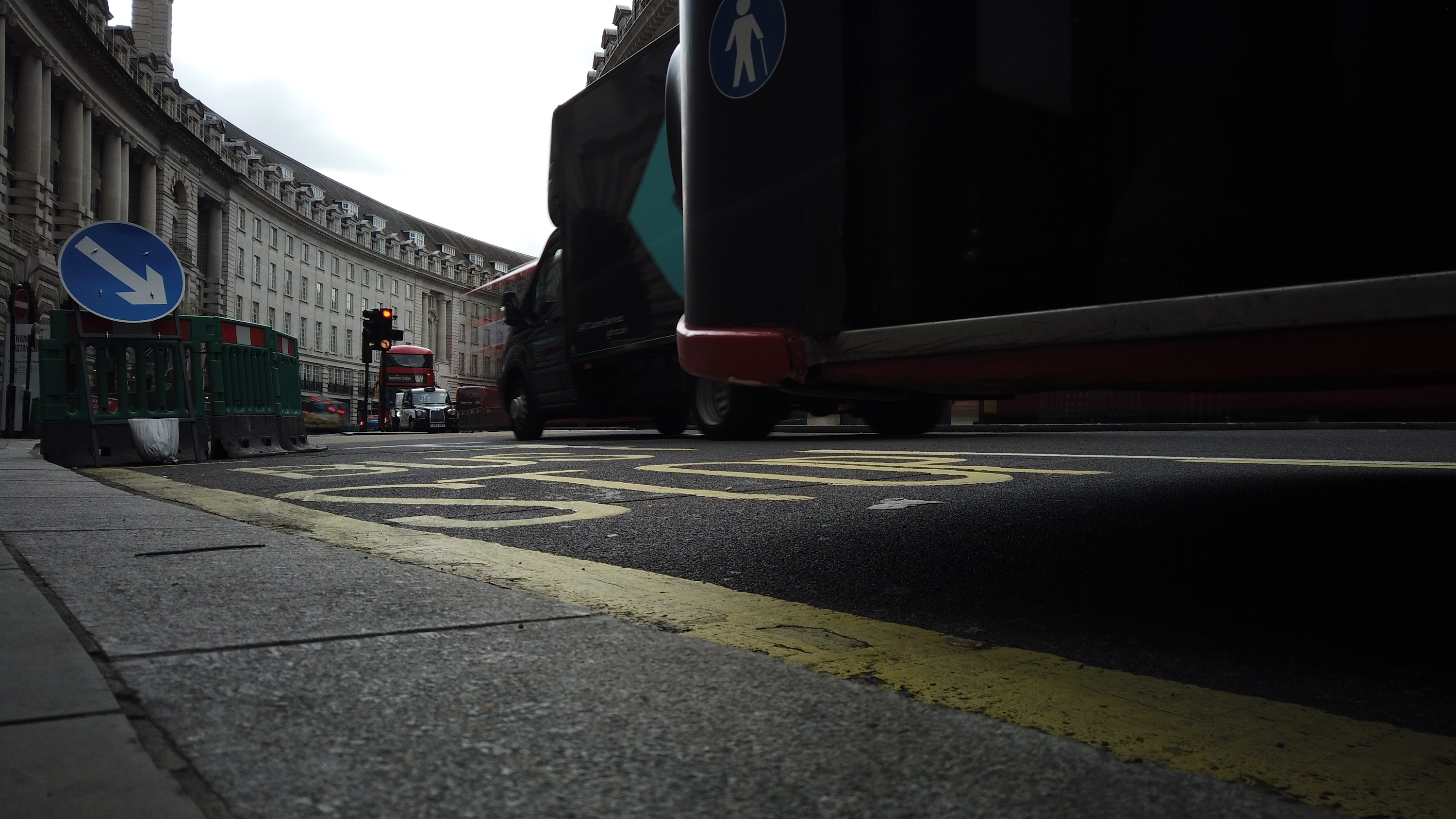 Red Double-Decker Bus Motion Blur on Regent Street, London