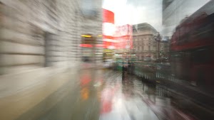 Motion-Blurred Urban Pedestrian Street Scene