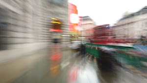 Motion-Blurred Urban Pedestrian Street Scene