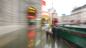 Motion-Blurred Urban Pedestrian Street Scene