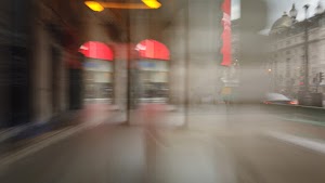 Motion-Blurred Urban Pedestrian Street Scene