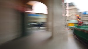 Motion-Blurred Urban Pedestrian Street Scene