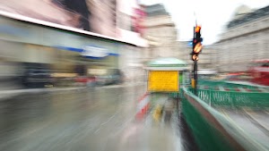 Motion-Blurred Urban Pedestrian Street Scene