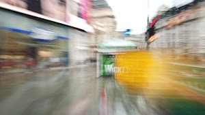 Motion-Blurred Urban Pedestrian Street Scene