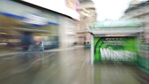 Motion-Blurred Urban Pedestrian Street Scene