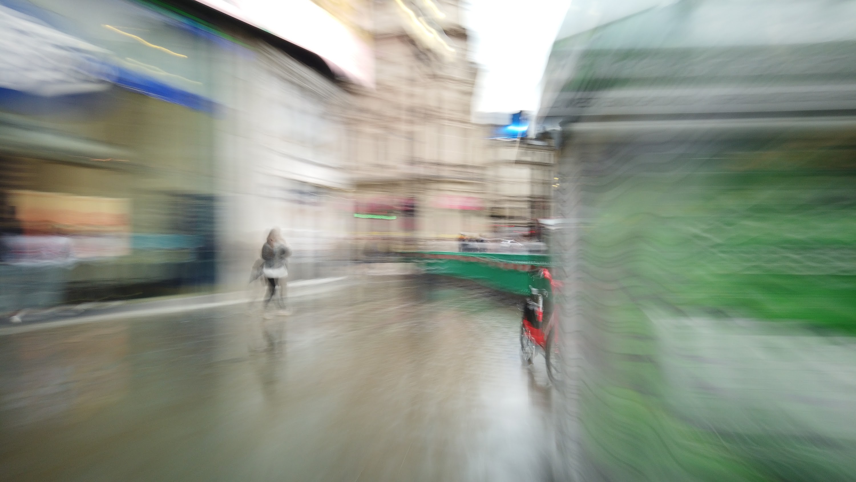 Motion-Blurred Urban Pedestrian Street Scene