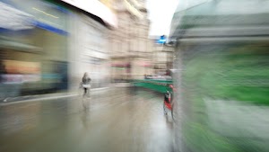 Motion-Blurred Urban Pedestrian Street Scene
