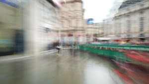 Motion-Blurred Urban Pedestrian Street Scene